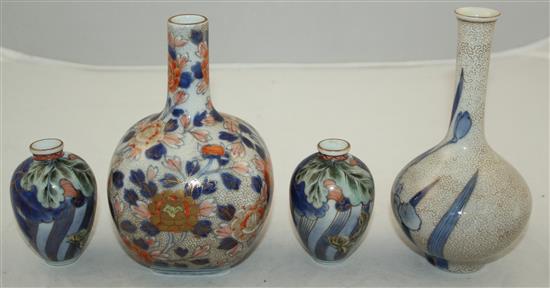 Four Japanese Imari vases by Fukagawa, c.1900-20, 7.4cm - 15cm